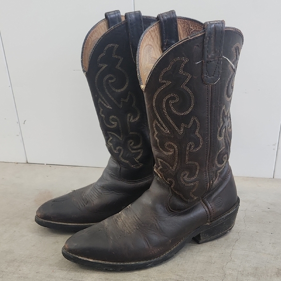 Double H Men's Brown Leather Cowboy Boots Sz 9.5 - Picture 1 of 9